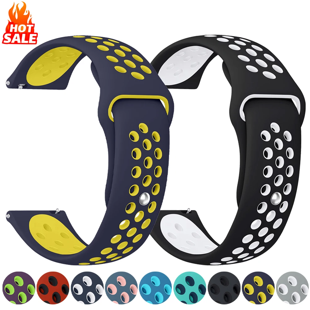 Pulseira de silicone de 20 mm e 22 mm para Amazfit Bip Max/6/Balance 3/Active 2/Max/GTS 4 Mini, bracelete esportivo, pulseira para relógio da série Amazfit.
