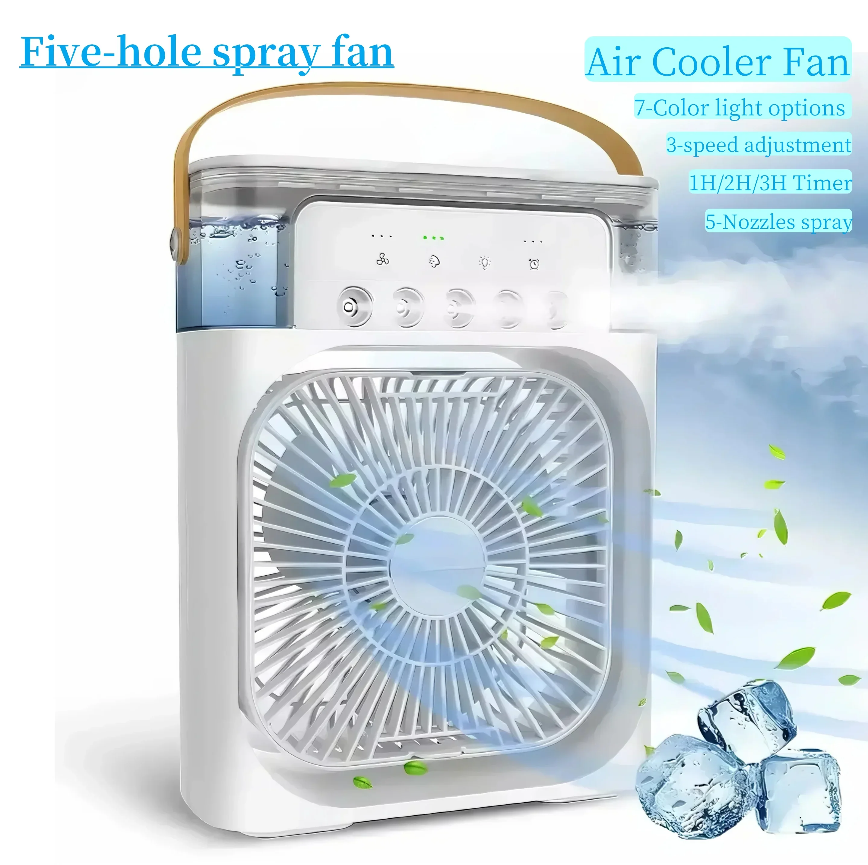 3 em 1 ventilador umidificador portátil ventilador air condicionador doméstico pequeno refrigerador de ar usb ventilador elétrico led night light névoa água