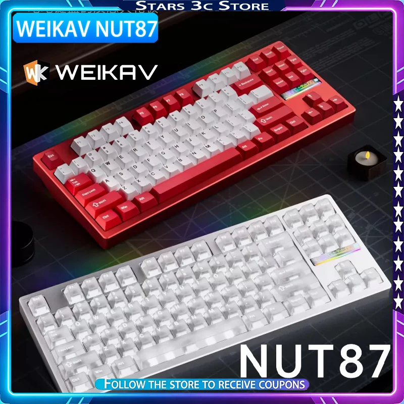 Teclado Mecânico WEIKAV Nut87 em Liga de Alumínio, Sem Fio, Estrutura Magnética de Liberação Rápida, Teclado Gamer de Baixa Latência Dual 8K