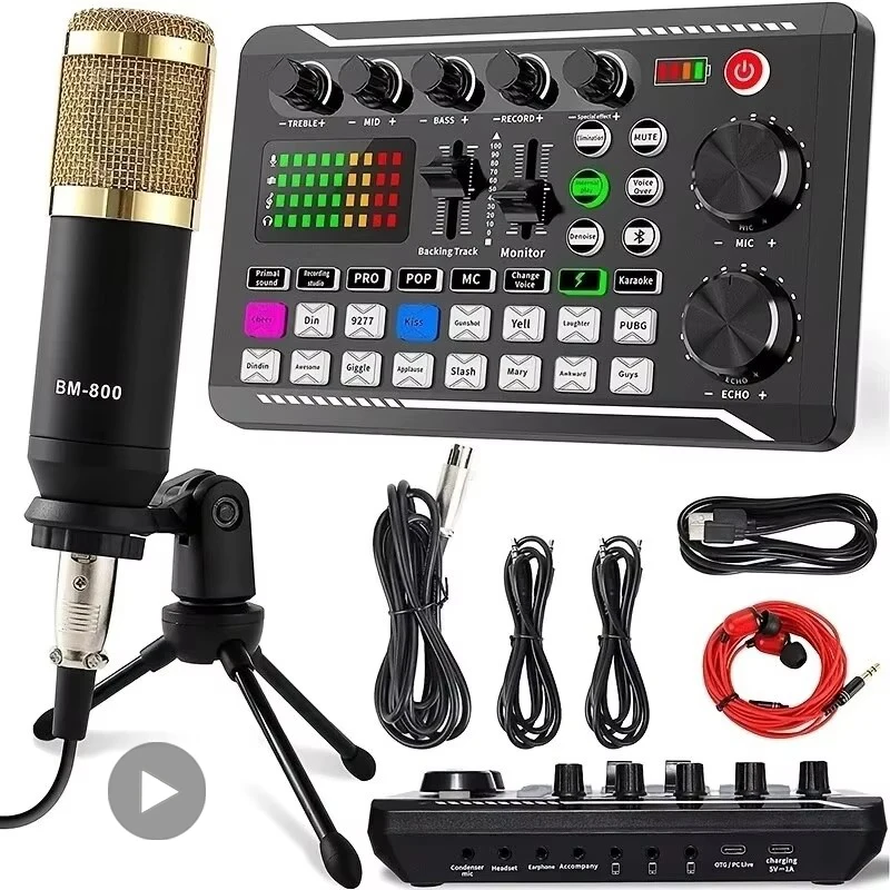 Microfone profissional sem fio, placa de som, bluetooth, trocador de voz para pc, condensador, usb, placa de som digital ao vivo Microfone profissional sem fio, placa de som, bluetooth, trocador de voz para pc, condensador, usb, placa de som digital ao vivo