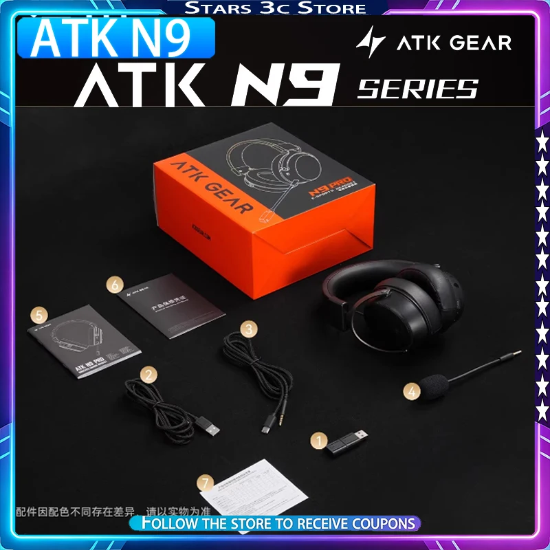 Fone de Ouvido Gamer Sem Fio ATK N9, Headset Over-Ear com Cancelamento de Ruído e Microfone, Fones de Ouvido de Longa Duração e Alta Qualidade