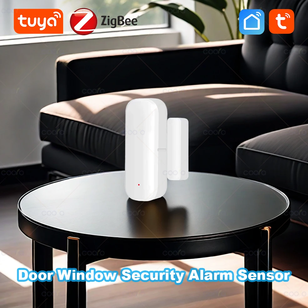 Tuya zigbee sensor de janela de porta inteligente alarme de segurança em casa sem fio magnético anti-roubo detector de contato app monitor remoto