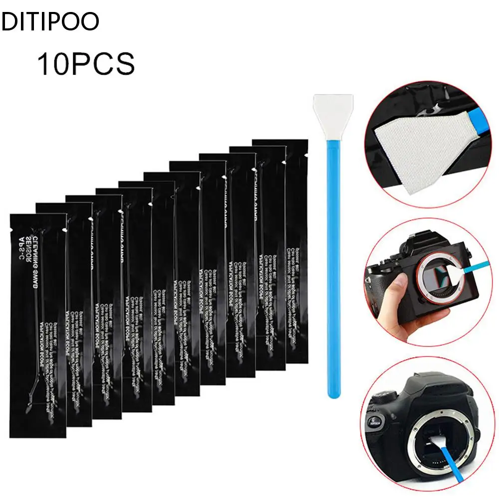 Kit profissional de limpeza de sensor, cotonete de limpeza ultra para câmera digital, sensor ccd ou cmos para sensores de quadro completo com 10 peças
