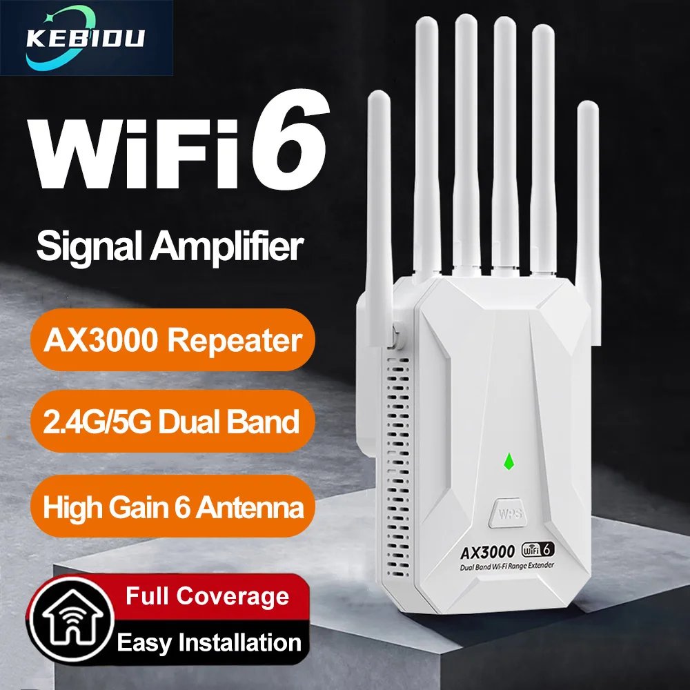 AX3000 WiFi 6 Repetidor Roteador Sem Fio Dual Band 2.4G/5GHz Wi-Fi 6 Amplificador de Sinal Doméstico Rede de Longo Alcance Wifi Range Extender