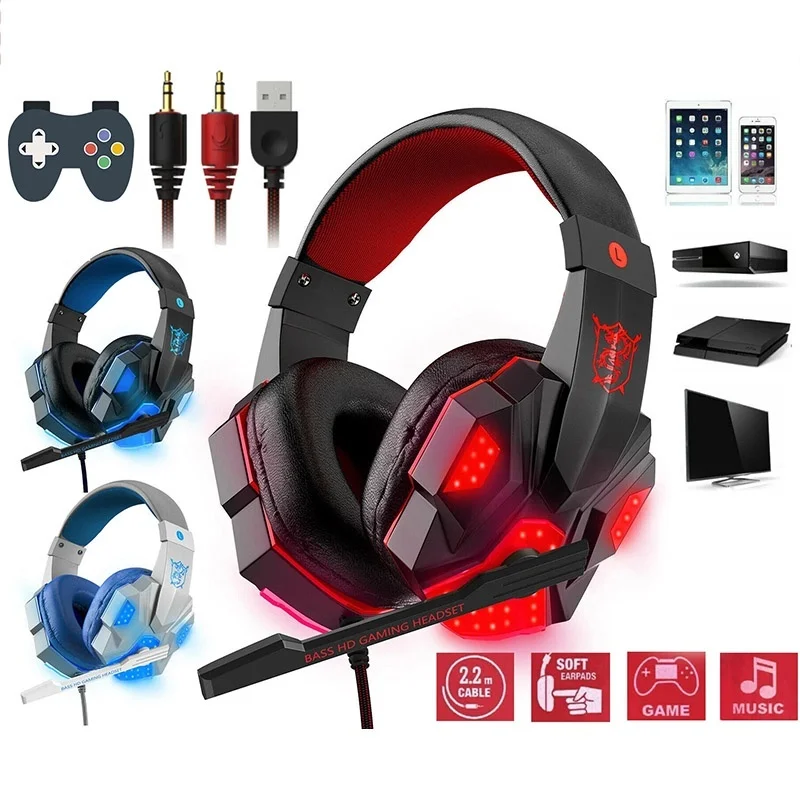 Fones de Ouvido para Jogos com Fio de 3,5mm com 120 ° Fones de ouvido gamer com microfone ajustável e cancelamento de ruído para PS4/PS5/Xbox, smartphone e laptop Fones de Ouvido para Jogos com Fio de 3,5mm com 120 ° Fones de ouvido gamer com microfone ajustável e cancelamento de ruído para PS4/PS5/Xbox, smartphone e laptop