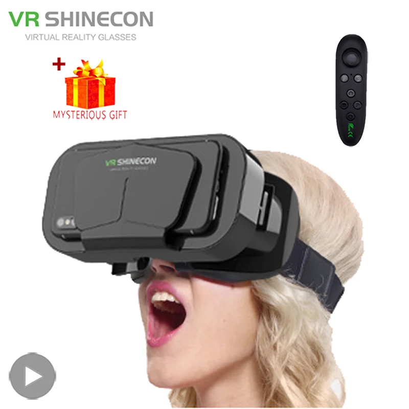 Shinecon realidade virtual 3d fone de ouvido vr óculos dispositivos capacete viar lentes óculos para smartphone celular jogos móveis inteligentes