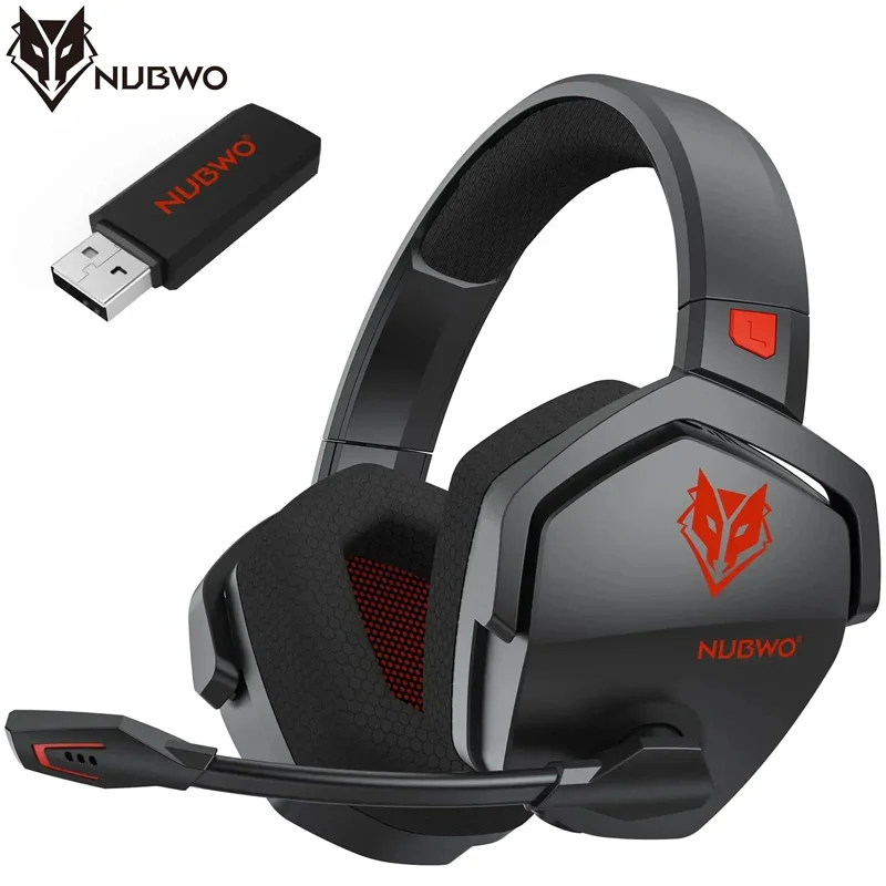 NUBWO G06 Fones de ouvido sem fio duplos para jogadores com microfone 2,4 GHz Bluetooth 5.3 Fones de ouvido para jogos para PS5, PS4, PC, celular, switch