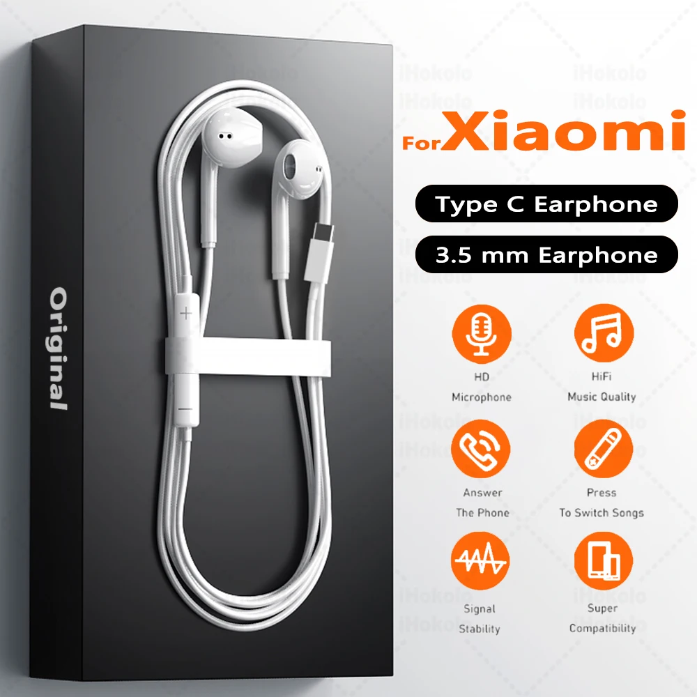 Fones de Ouvido com Fio Tipo C Originais para Xiaomi 17 15 14 Pro Ultra, Fones de Ouvido de 3.5mm para Redmi Poco Huawei Samsung, Acessórios para Earbuds Fones de Ouvido com Fio Tipo C Originais para Xiaomi 17 15 14 Pro Ultra, Fones de Ouvido de 3.5mm para Redmi Poco Huawei Samsung, Acessórios para Earbuds