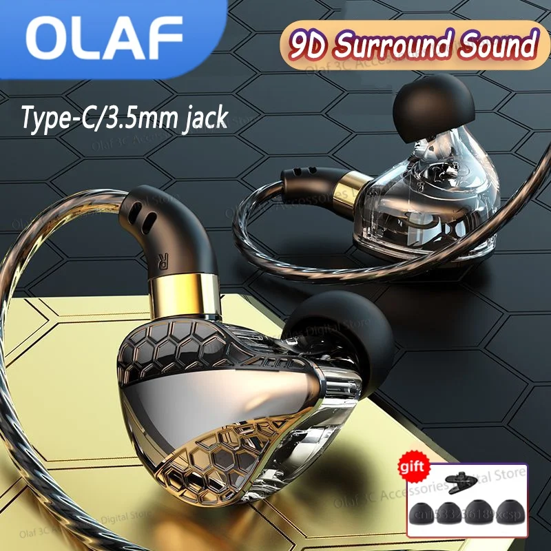 Olaf dac tipo c/3.5mm fones de ouvido alta fidelidade com fio baixo estéreo handsfree cabo fone gamer controle linha para telefones