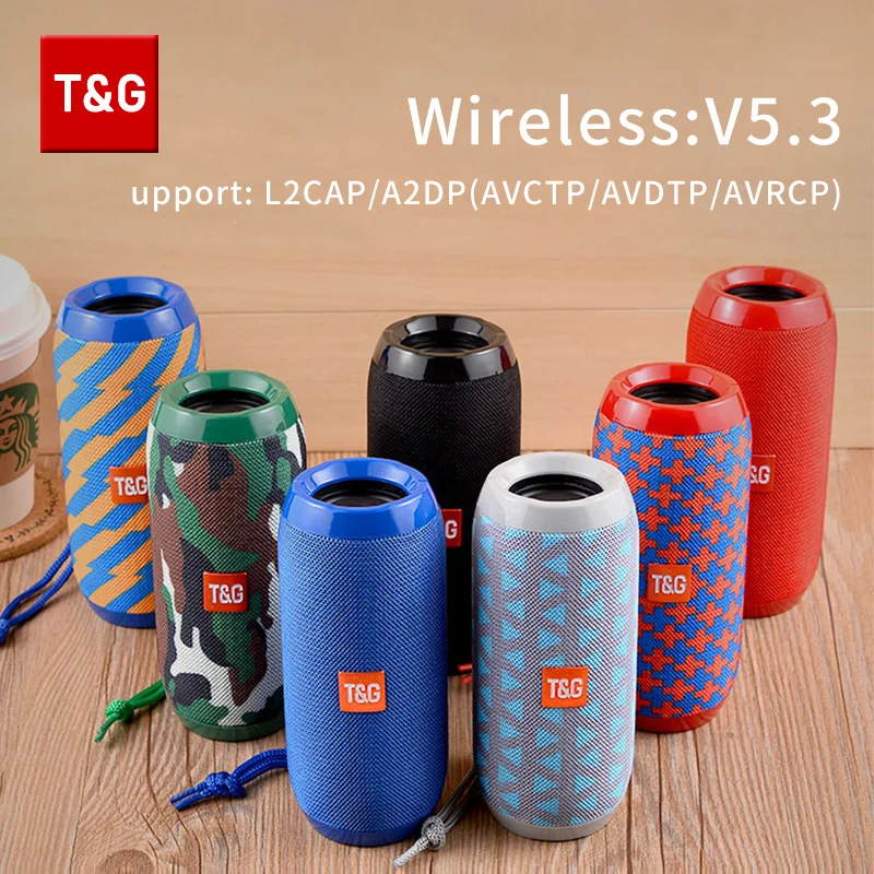 Alto-falante bluetooth t & g tg117 portátil tws caixa de som à prova dwaterproof água ao ar livre estéreo surround alto-falantes suporte tf rádio fm