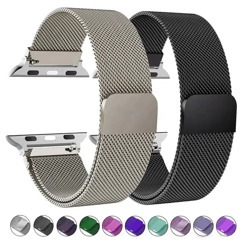 Pulseira Milanese para Apple Watch 44mm 40mm 45mm 49mm 41 42 44 46 mm Bracelete Correa iwatch Série 12 11 10 9 SE 8 Ultra3 4 2