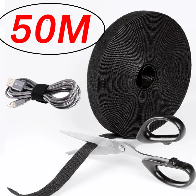 Organizador de cabo de 1-50m, cabo de gravata usb, fita de gerenciamento de computador, suporte de fio de fone de ouvido, enrolador de telefone, gancho e laço