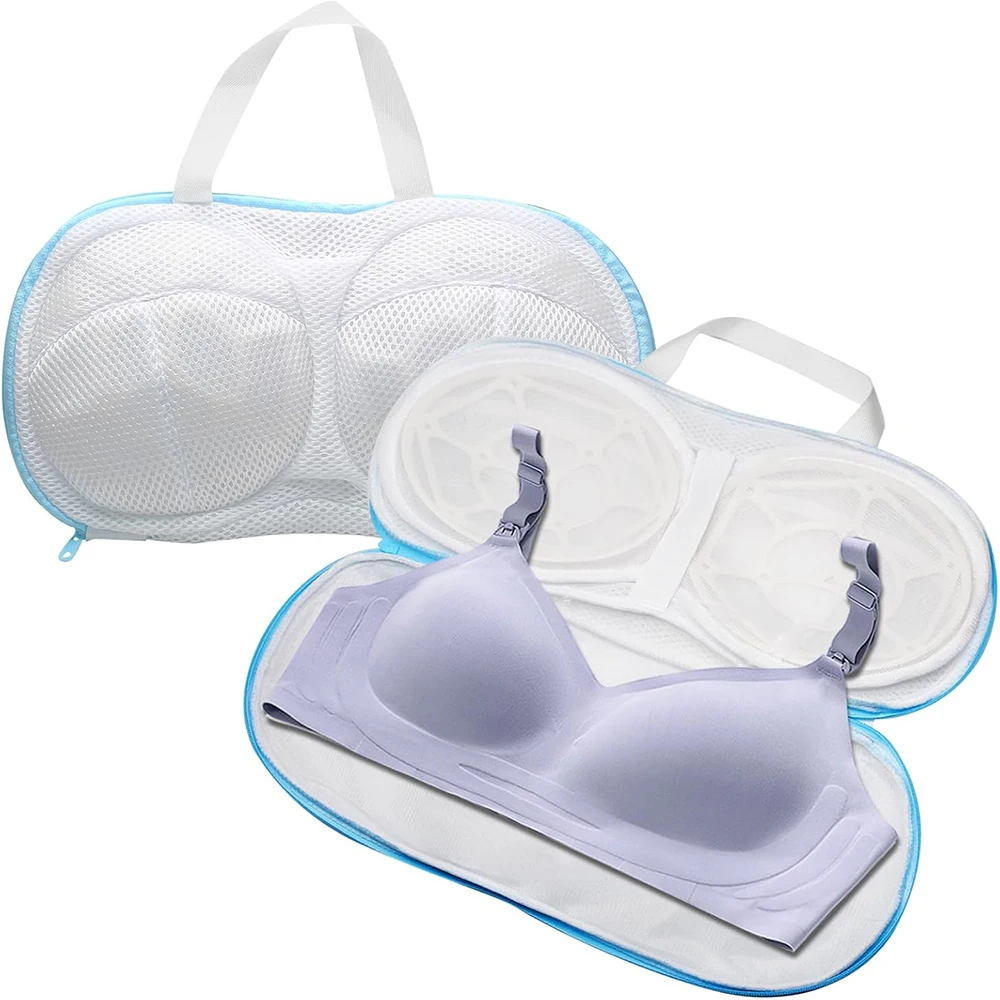 2 sacos de lavagem do sutiã dos pces para a lavanderia, sacos do sutiã máquina de lavar roupa lingerie saco secador de lavagem não-deformar suporte protetor 3d para mulher