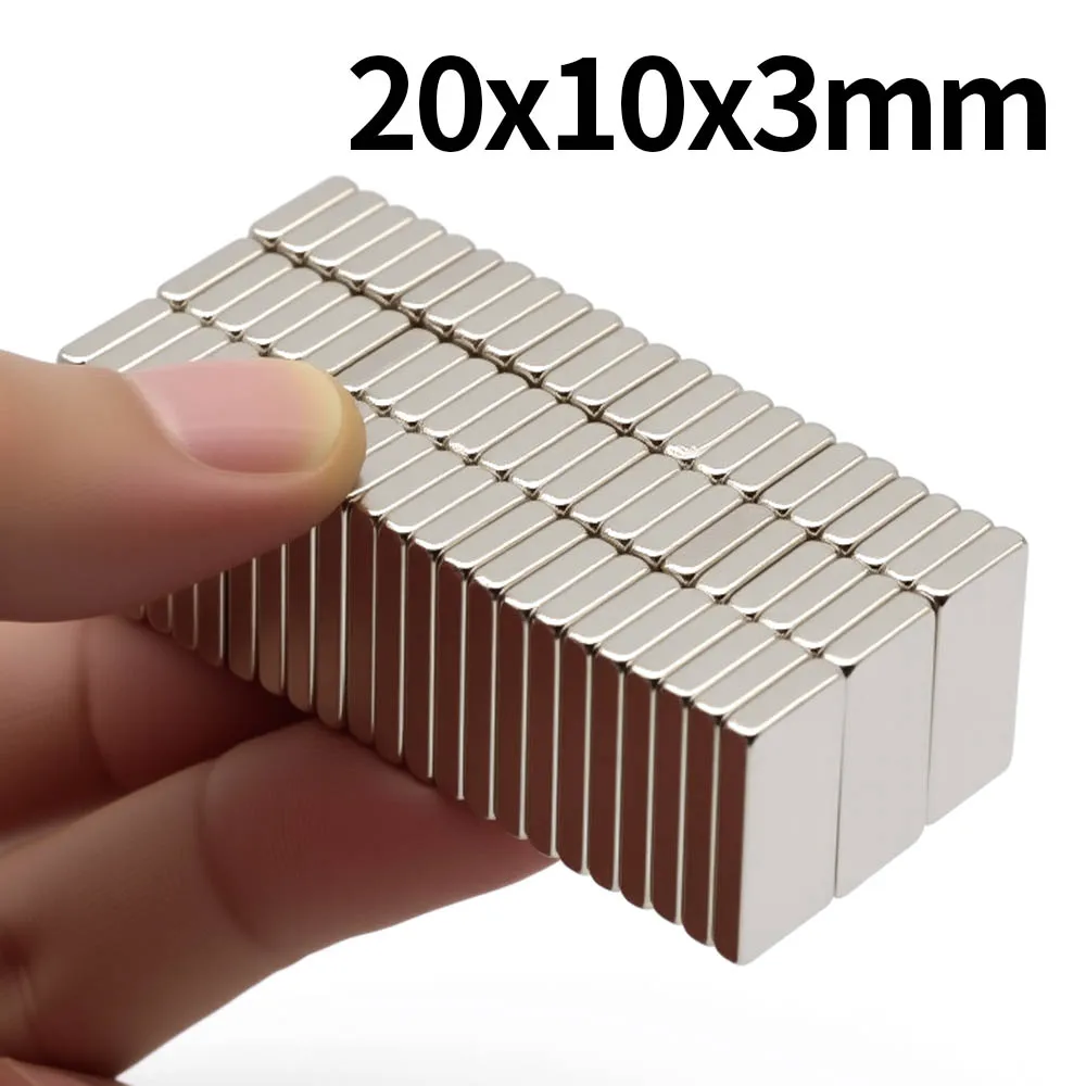Ímã de neodímio super forte 20x10x3mm n35 ndfeb bloco imanes magnético permanente ímãs poderosos ímã de geladeira