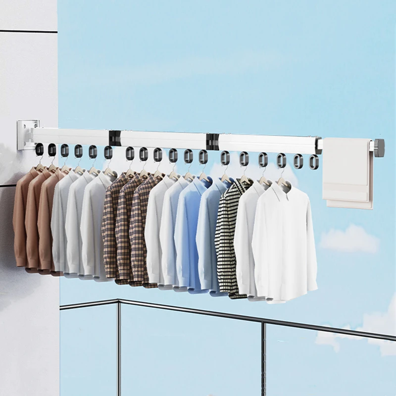Rack de secagem de roupas deslizantes, rack de secagem dobrável de liga de alumínio, rack de secagem dobrável montado na parede, secador de roupas que economiza espaço