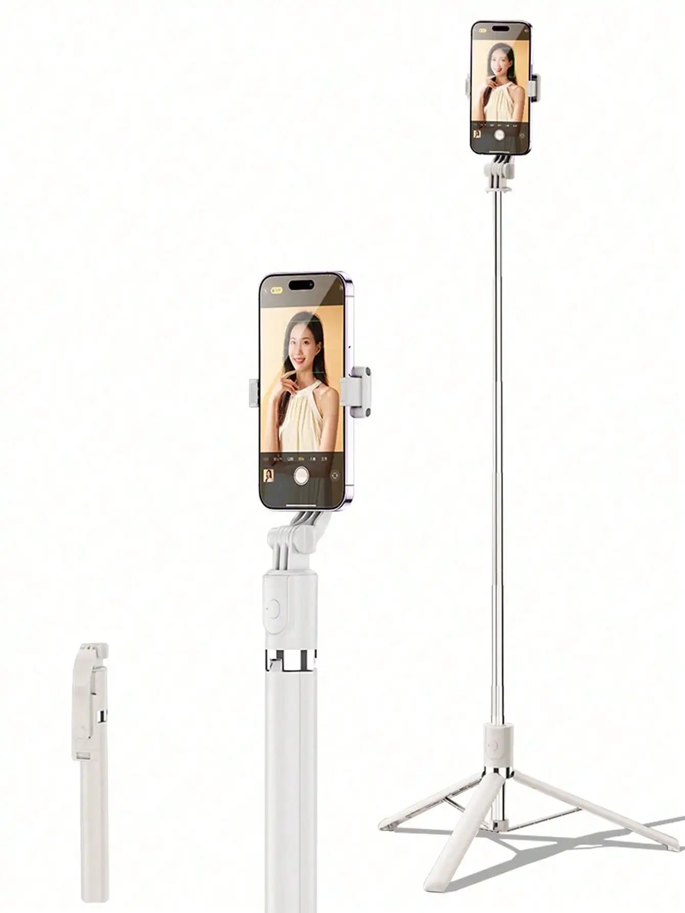 Bastão de selfie sem fio, 1700mm, tripé de telefone, suporte extensível, monopé dobrável para smartphones, equilíbrio, tiro constante