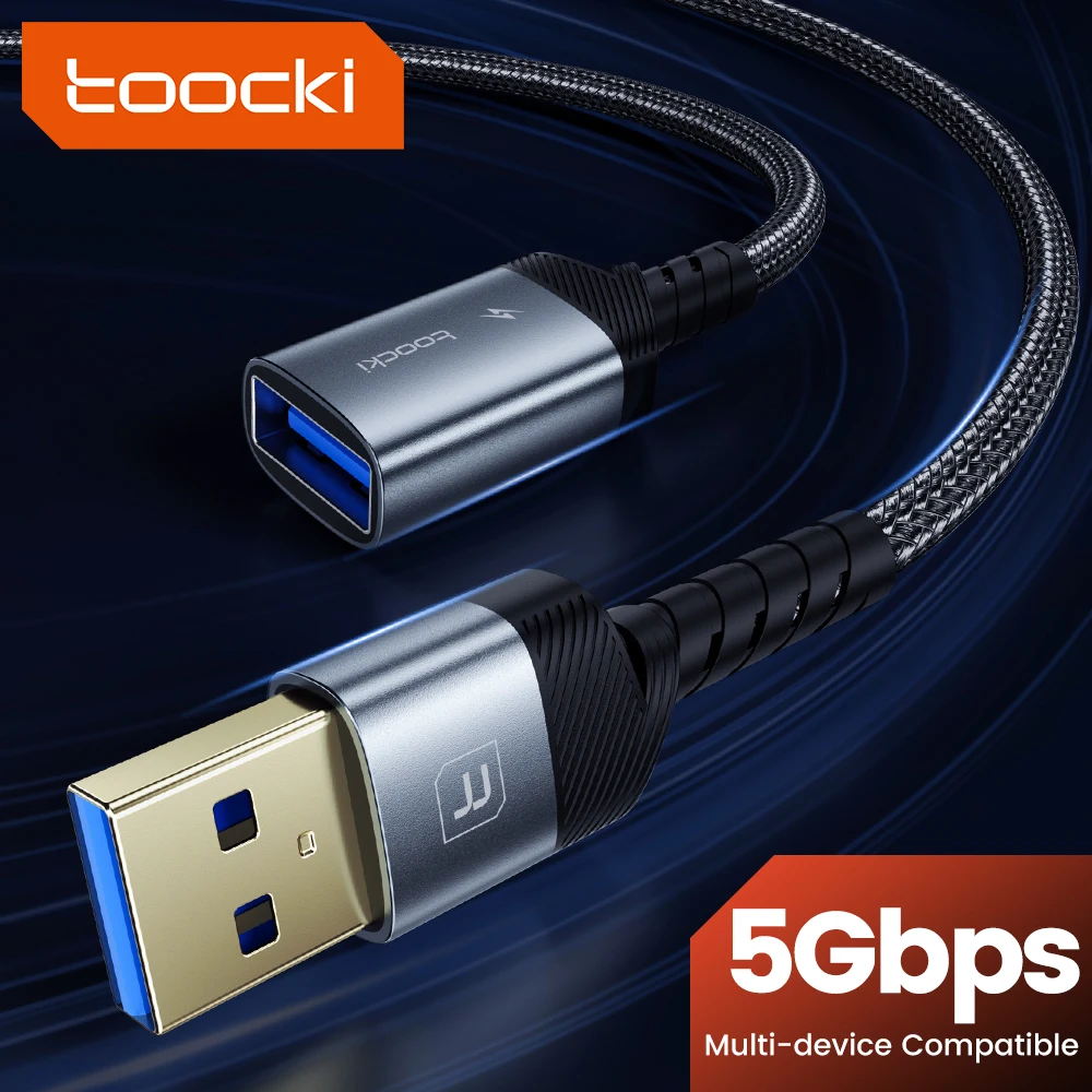 Toocki cabo usb 3.0 macho para fêmea cabo de extensão usb 5gbps transmissão de alta velocidade cabo de dados de liga de alumínio para pc tv portátil Toocki cabo usb 3.0 macho para fêmea cabo de extensão usb 5gbps transmissão de alta velocidade cabo de dados de liga de alumínio para pc tv portátil
