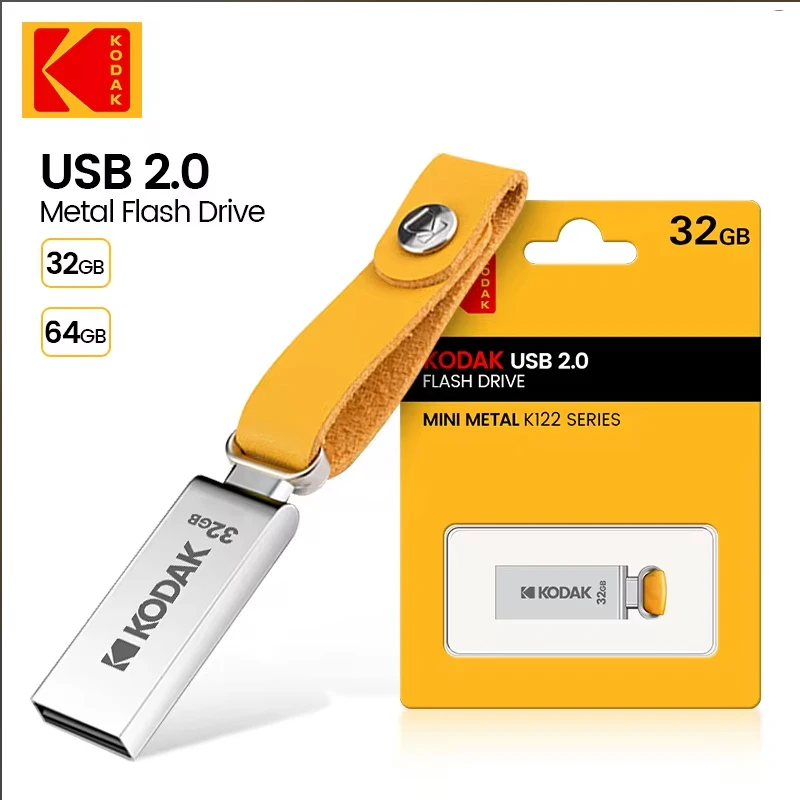 KODAK-Impermeável Mini Flash Drive, Memory Stick, Couro, Disco U, Disco U, USB 2.0, 128GB, 64GB, 32GB