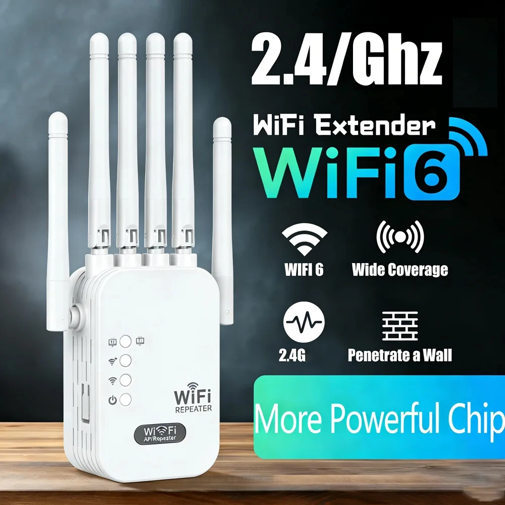 Repetidor WiFi Sem Fio Potente de 300M com Chip, Roteador de Sinal 2.4G 802.11N, Extensor de Alcance Longo, Amplificador e Reforçador de WiFi
