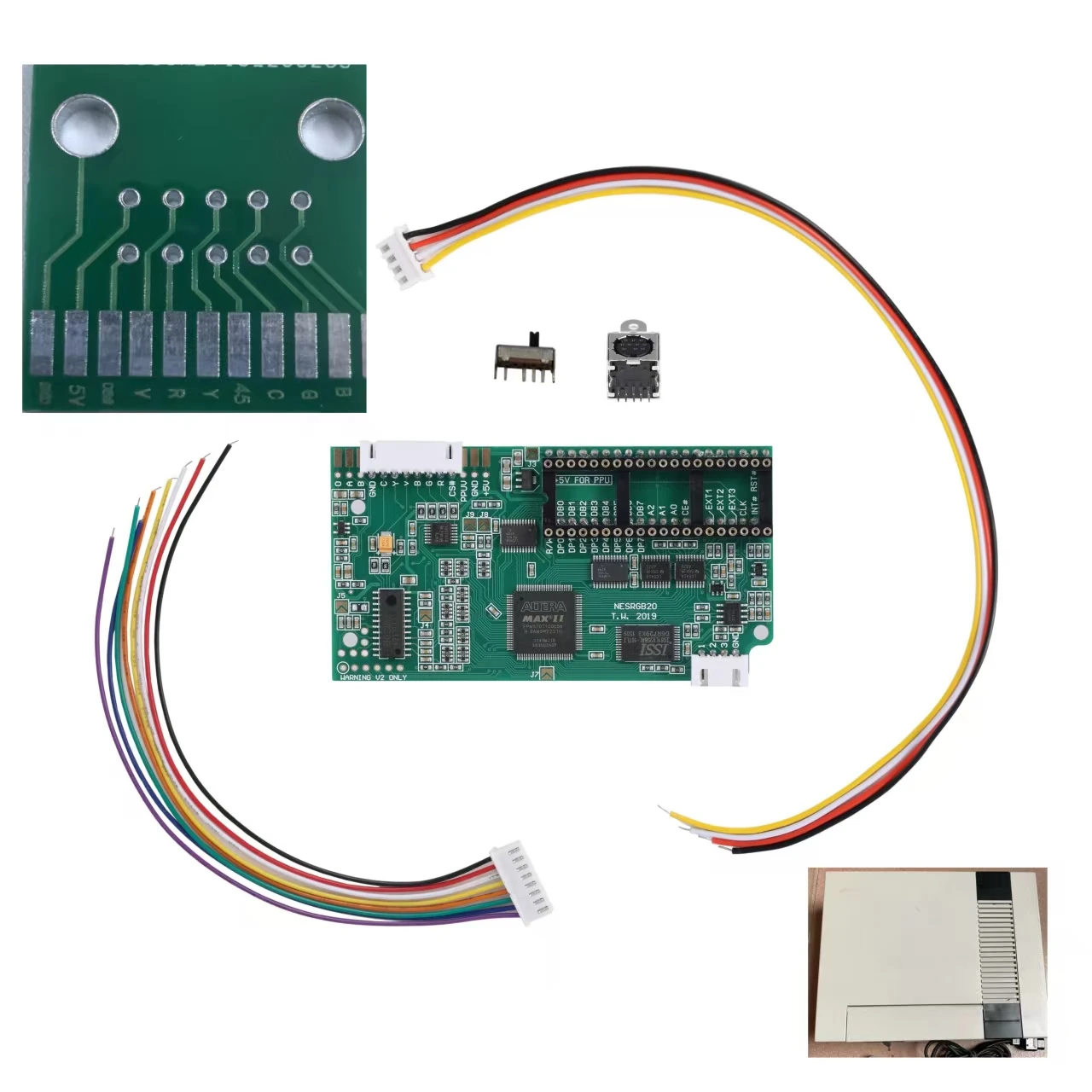 Kit de Modificação de Saída RGB para Consoles NES N64 Famicom, Chip de Vídeo para Jogos Retrô, Placa-Mãe PCB NES FC com Kit RGB e Atop Loader Kit de Modificação de Saída RGB para Consoles NES N64 Famicom, Chip de Vídeo para Jogos Retrô, Placa-Mãe PCB NES FC com Kit RGB e Atop Loader