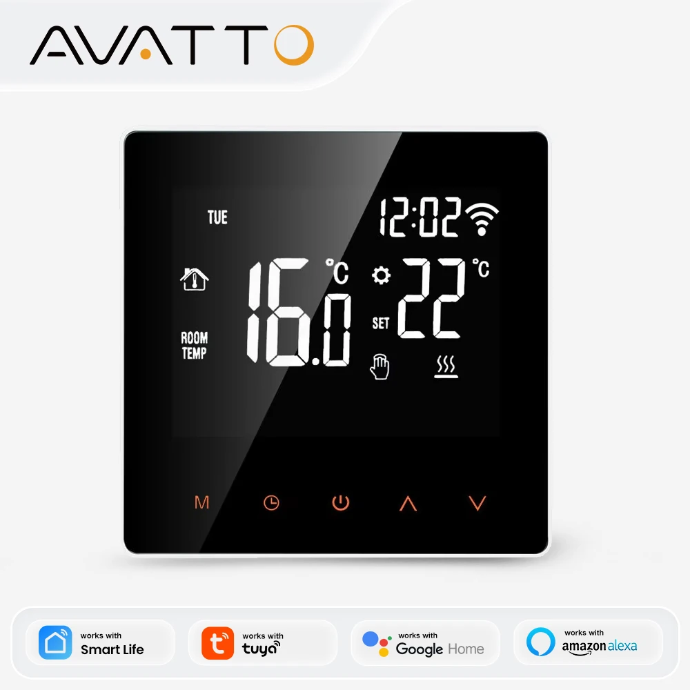 Termostato inteligente AVATTO WiFi, 16A, aquecimento elétrico de piso, 3A, controlador remoto de temperatura para caldeira de água/gás, para Tuya Google Home