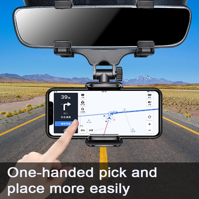 Espelho retrovisor suporte do telefone para carro ajuste de rotação livre montagem do telefone estável pinça smartphone suporte navegação