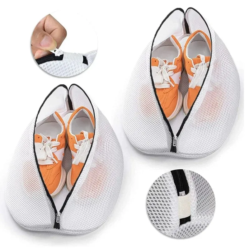 Saco de lavanderia de malha máquina de lavar sapatos saco com zíper sacos de armazenamento de sapato de viagem roupas protetoras caixa de armazenamento organizador sacos