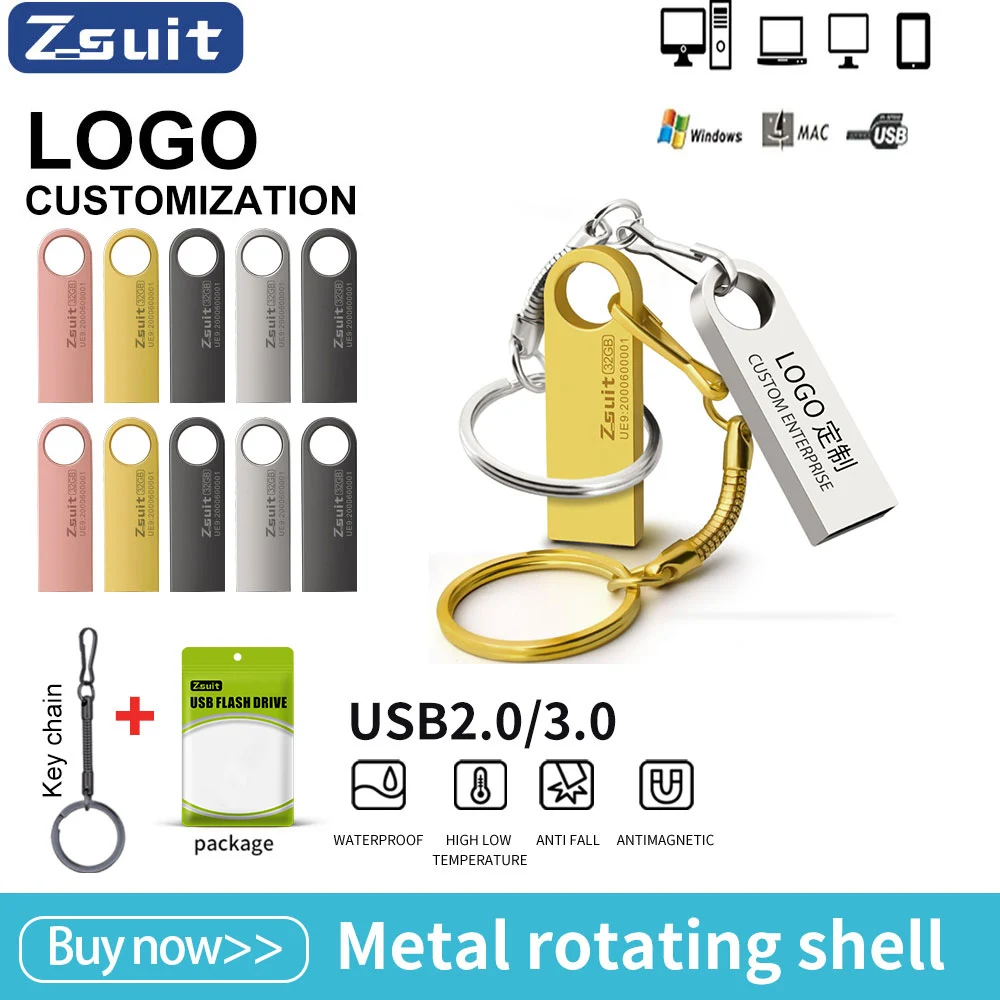 Metal usb 2.0/3.0 flash drive 128gb 256g à prova dwaterproof água pendrive 32g usb memória vara 64gb usb flash drive logotipo personalizado entrega gratuita