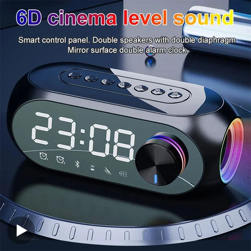 Despertador rádio fm alto-falante bluetooth portátil subwoofer caixa de som música sem fio mini woofers bocina coluna da lâmpada