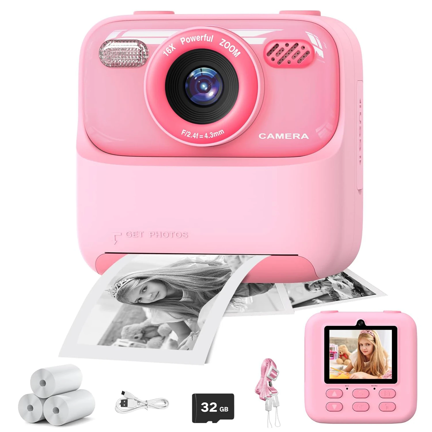 Crianças câmera digital fotografia câmera instantânea 1080p hd lente dupla crianças gravador de vídeo brinquedos para meninas meninos melhor presente aniversário