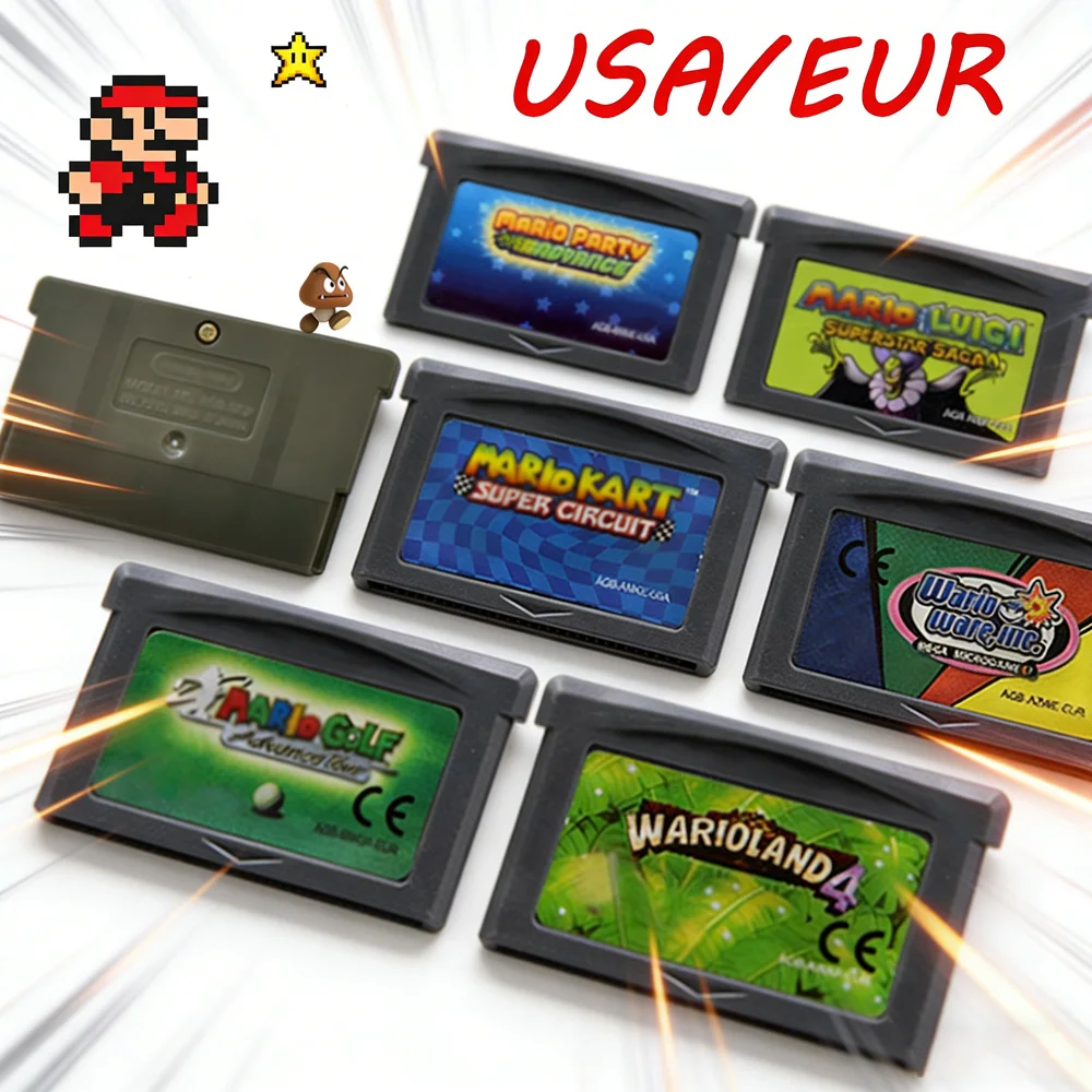 Cartucho de jogo GBA, série de cartões de console de videogame de 32 bits, Super Advance Super Bros Kart para GBA/SP/DS