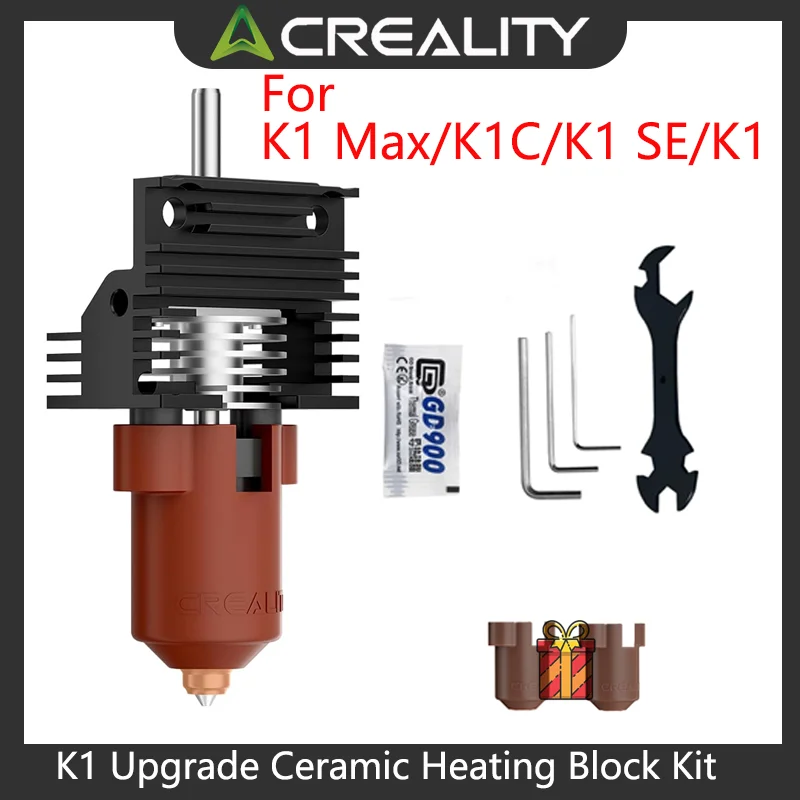 Creality Kit de bloco de aquecimento cerâmico de atualização oficial K1, kit de bico de troca rápida Unicorn, suporta 300 ° Temperatura C (com fivela)
