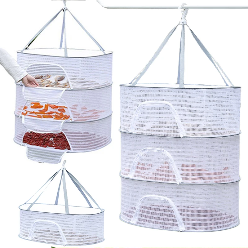Rede anti-mosquitos para secar alimentos e peixes, rede dobrável para secar peixes, camadas, saco de malha para secar ervas, suporte, rede para secar, cesto suspenso, secador de roupas.