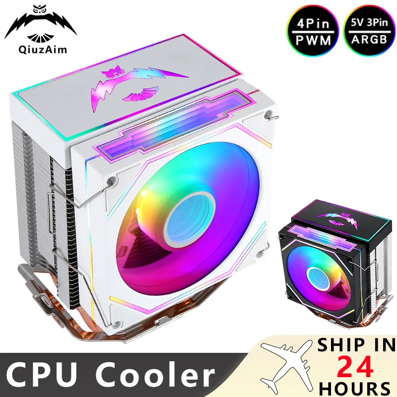 Cooler de Processador QiuzAim X99 X79 com 2/4/6 Tubos de Calor e Ventoinha ARGB de 90mm Compatível com LGA2011 2066 115x 1200 1700 AMD AM5 AM4