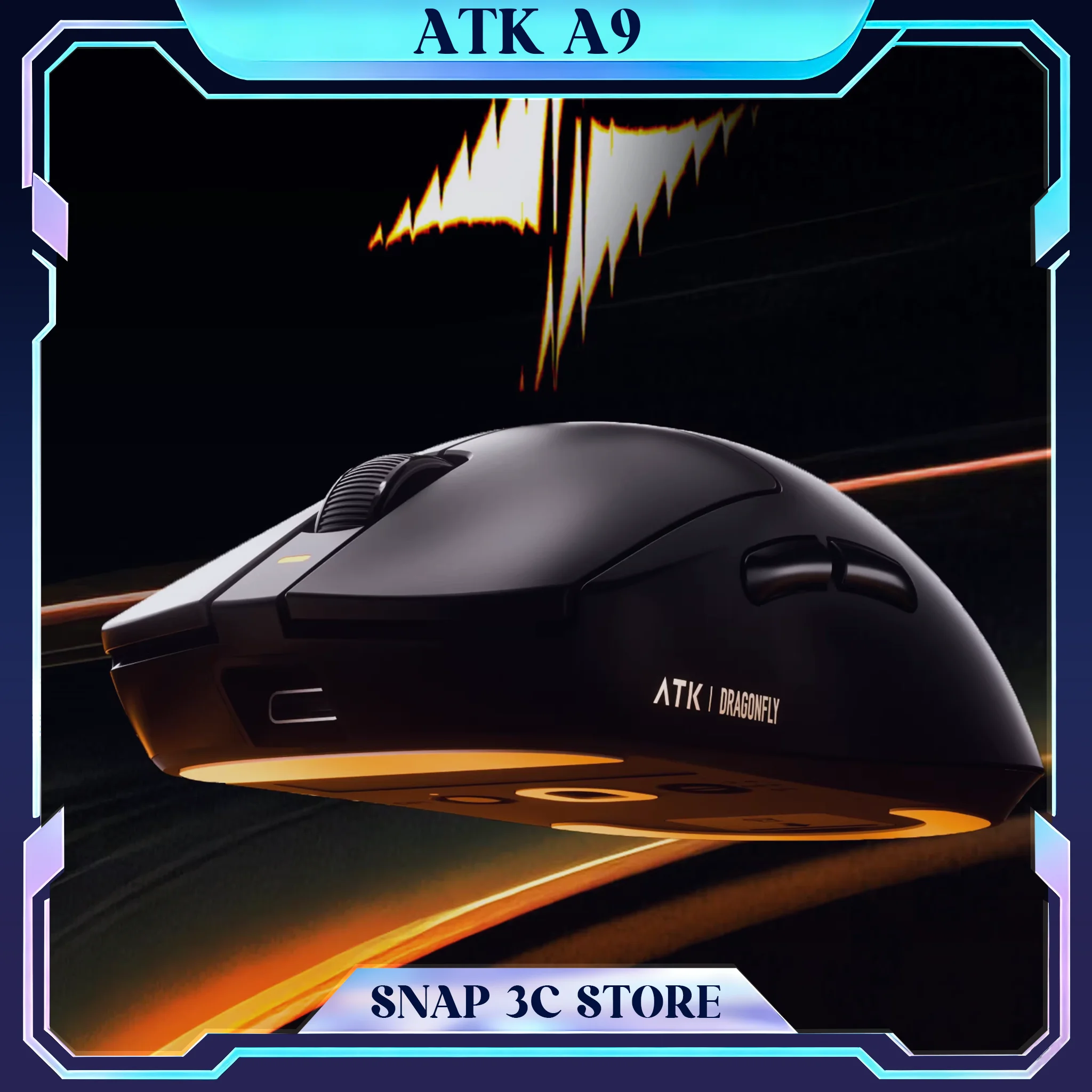 Mouse Gamer Sem Fio ATK A9 com Tecnologia NearLink, Ergonômico, PAW3390, Bluetooth Tri-Mode, Baixa Latência, para Esports e PC