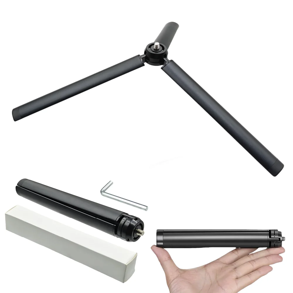 Mini tripé de mesa de metal com suporte de parafuso de 1/4 para câmera suave 4 dslr filmadora de vídeo suporte de liga de alumínio com chave