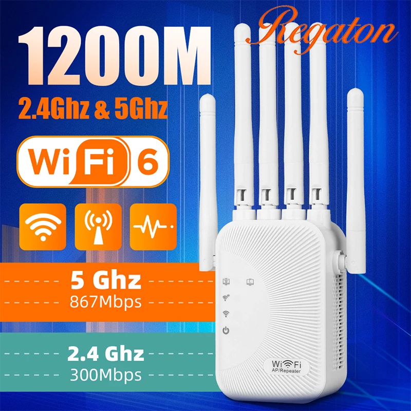 Extensor de Alcance WiFi Dual Band 5G e 2.4G 1200Mbps, Repetidor de Rede Sem Fio, Amplificador de Sinal Estável, Instalação Simples para Casa Extensor de Alcance WiFi Dual Band 5G e 2.4G 1200Mbps, Repetidor de Rede Sem Fio, Amplificador de Sinal Estável, Instalação Simples para Casa