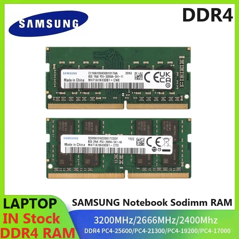 SAMSUNG DDR4 Memória Notebook SODIMM RAM PC4 2133P 2400T 2666V 3200AA 8GB 3200MHz 16GB 2666Mhz 2400MHz 2133MHz Sodimm Laptop Ram