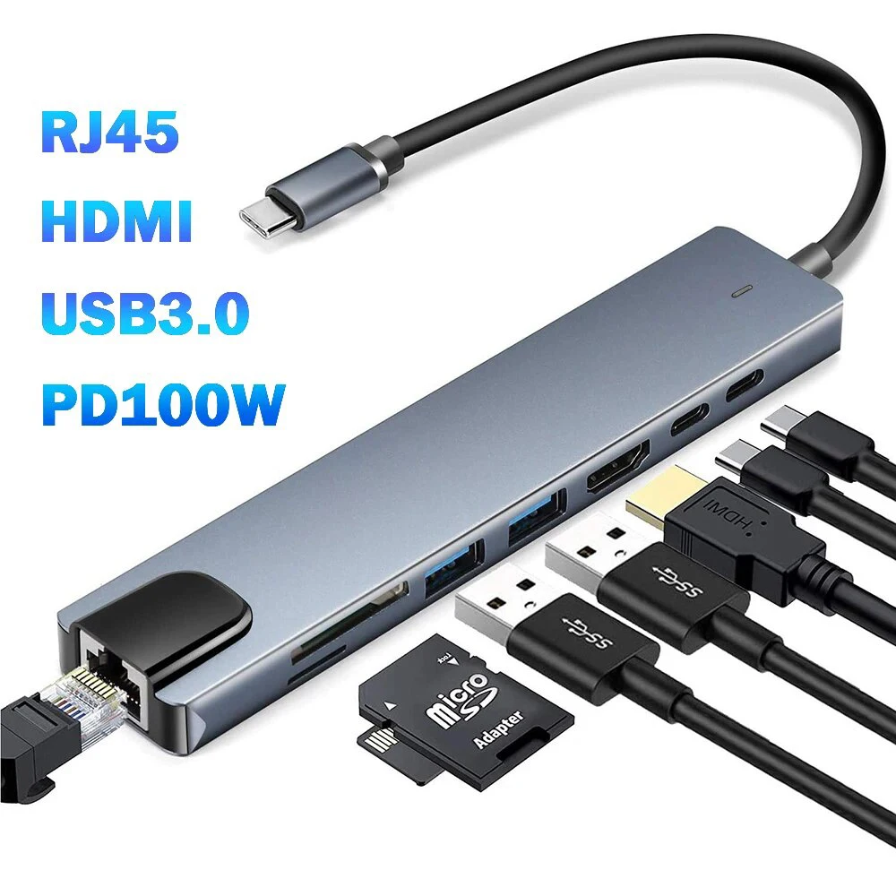 Usb 3.0 tipo c hub usb c docking station para hdmi 4k 30hz tipo c para rj45 100mbps adaptador ethernet extensor vga fone de ouvido pd 100w Usb 3.0 tipo c hub usb c docking station para hdmi 4k 30hz tipo c para rj45 100mbps adaptador ethernet extensor vga fone de ouvido pd 100w
