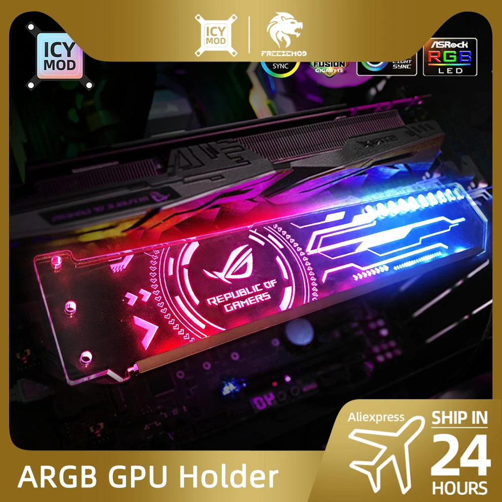 Suporte rgb vga personalizado argb horizontal gpu suporte de placa de vídeo suporte gráfico personalizável aura diy pc refrigerador de água cpu