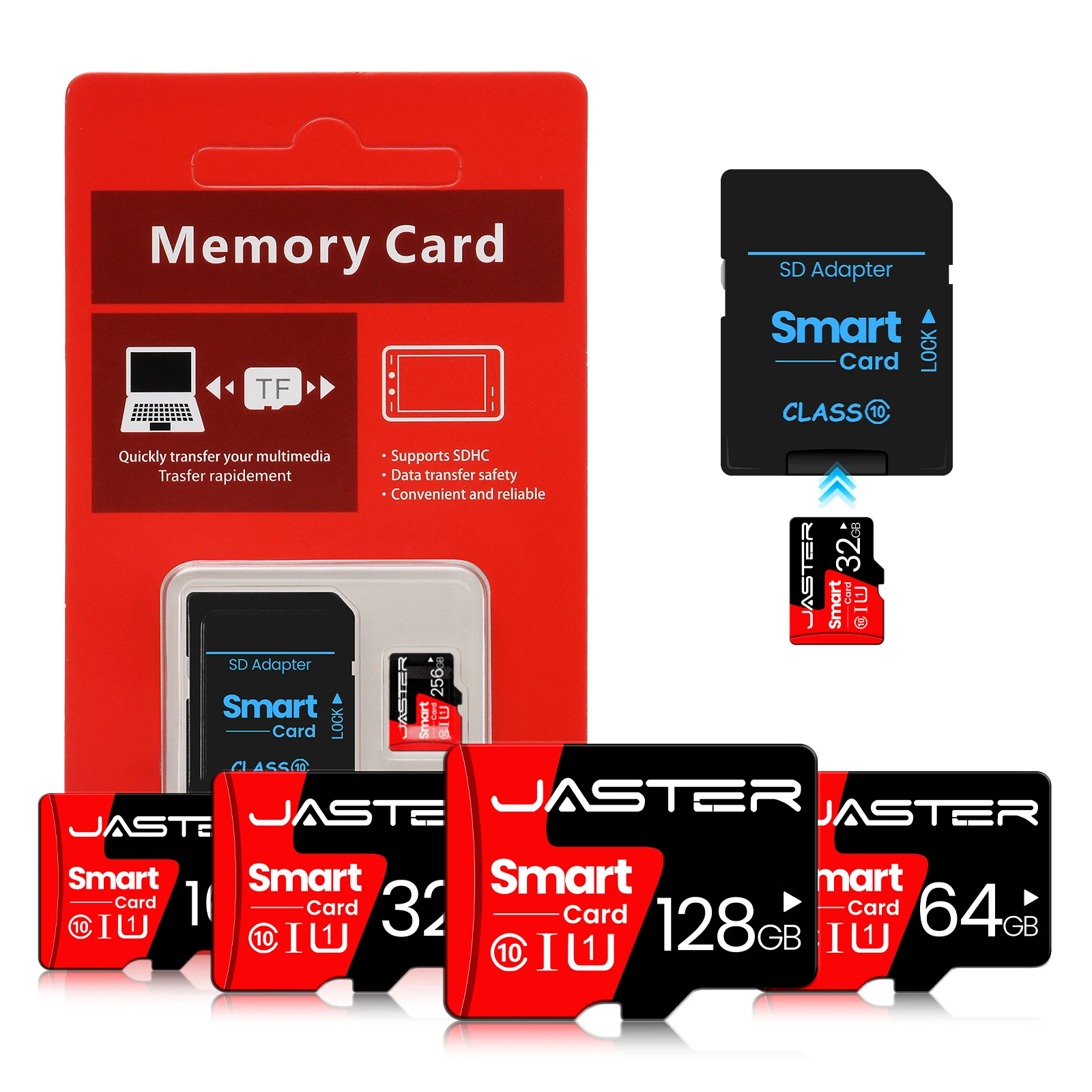 Cartão de Memória Mini SD de Alta Velocidade 1GB-128GB Classe 10 Micro TF Flash Pen Drive USB 2GB 4GB 8GB 16GB 32GB 64GB 256GB para Smartphone