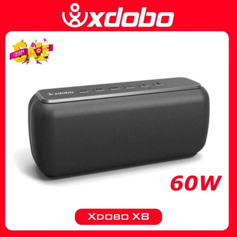Xdobo x8 ii 60w alto-falantes portáteis compatíveis com bluetooth 6600mah caixa de som baixo sem fio à prova dwireless água tws boombox