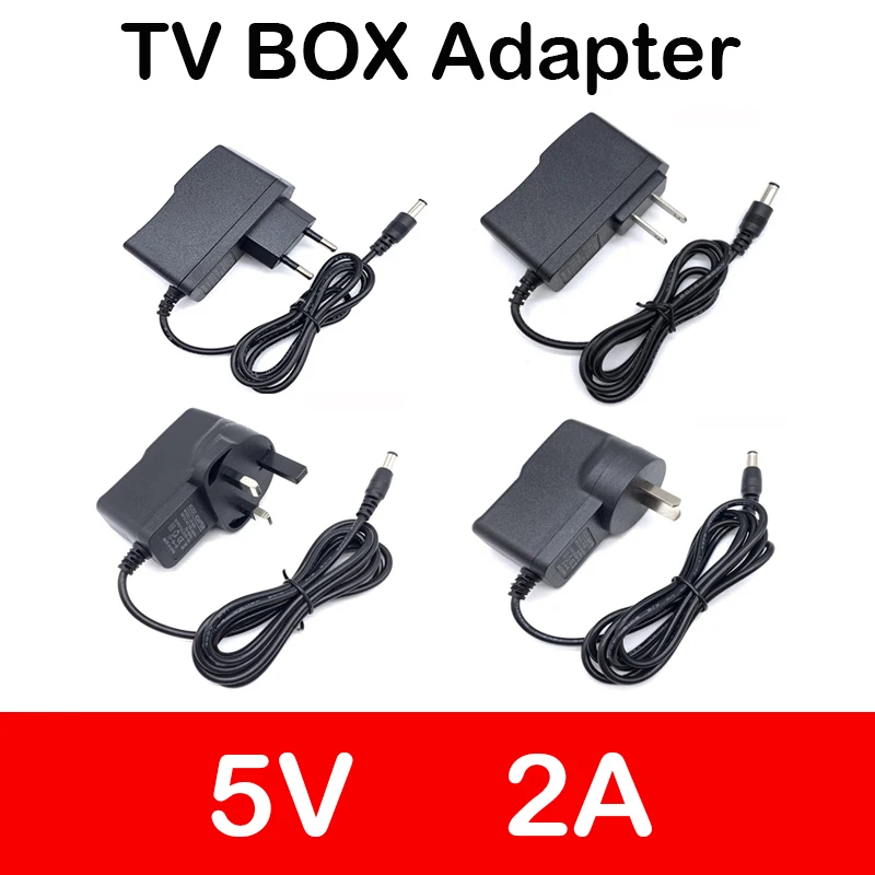 1 pçs adaptador de alimentação novo dc 5v2a conversor adaptador ac 100v-240v 5v 2a 2000ma fonte de alimentação ue eua reino unido plug para android tv box x96 h96