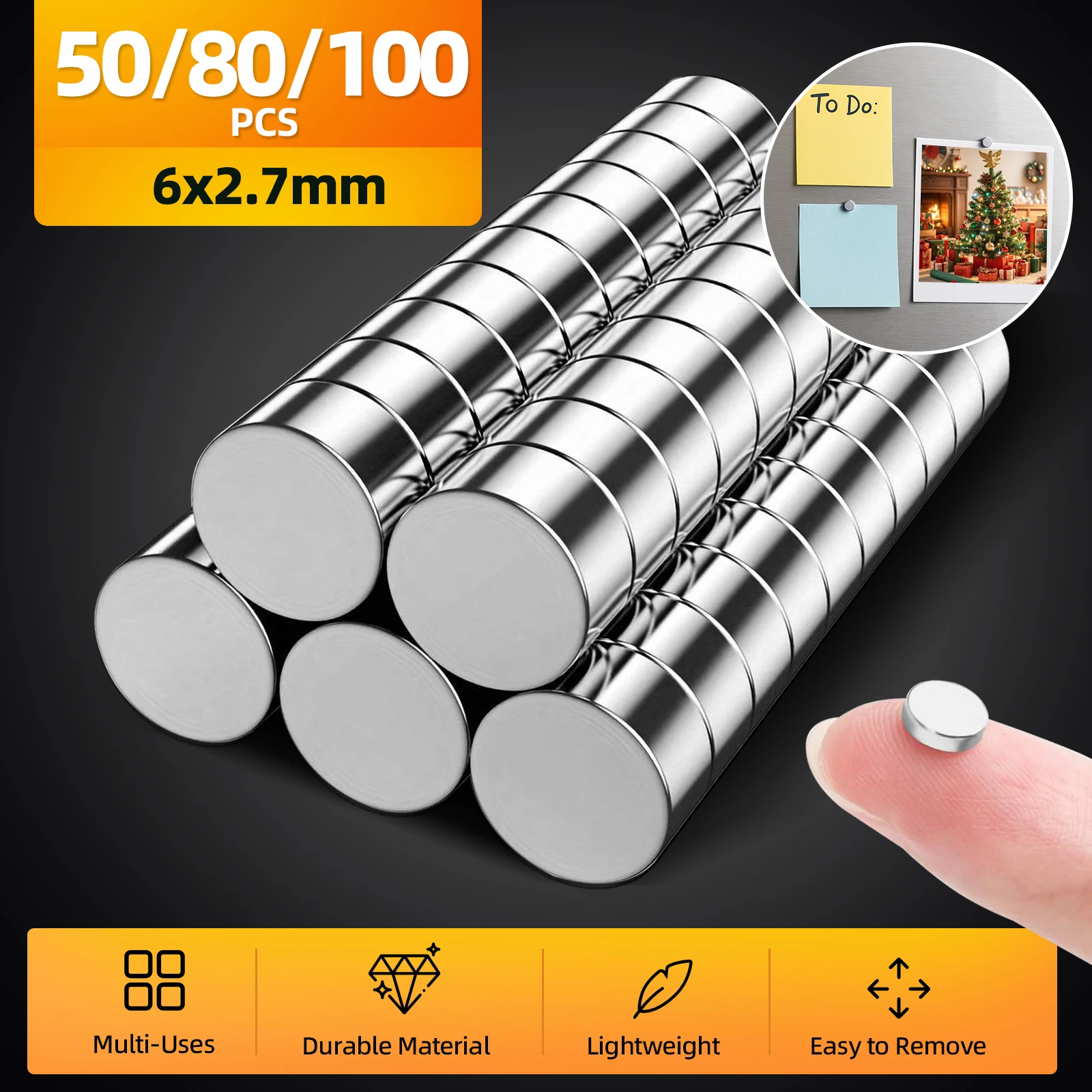 Ímãs pequenos de geladeira 6x3mm, 50/80/100 pces pequenos ímãs de geladeira redondos multiuso, ímãs de escritório para escritório, geladeira, cozinha