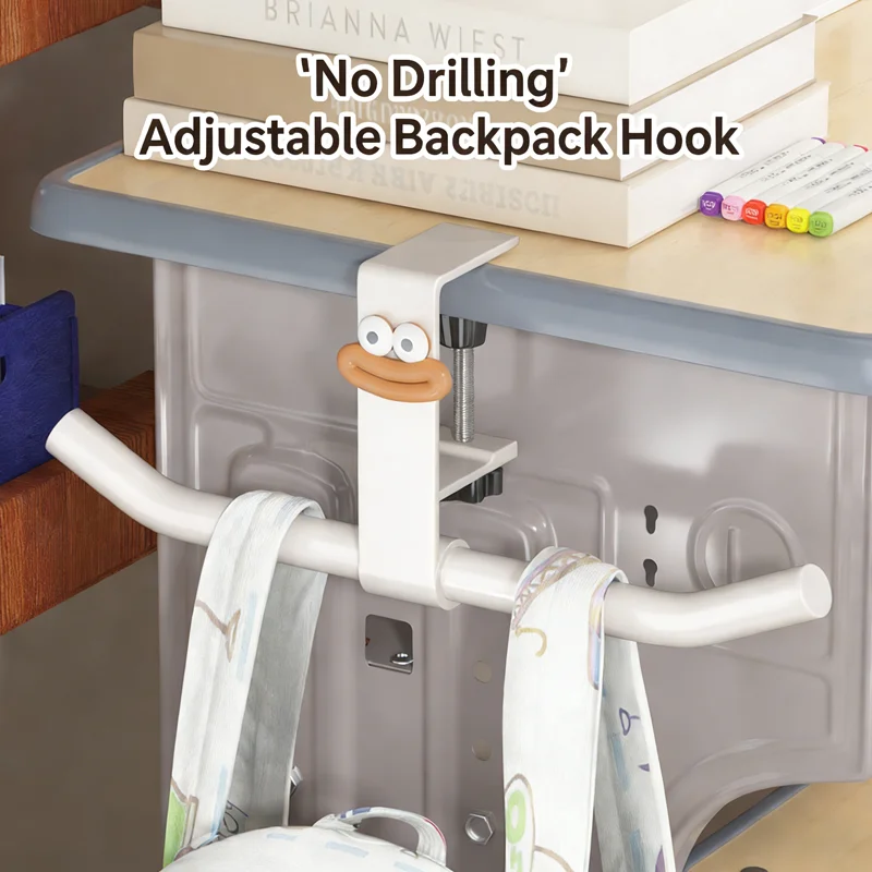 Gancho de mesa ajustável, sem necessidade de perfuração, gancho de armazenamento em aço carbono, gancho deslizante para mesa, mochila, fone de ouvido, para escritório, casa, estudantes