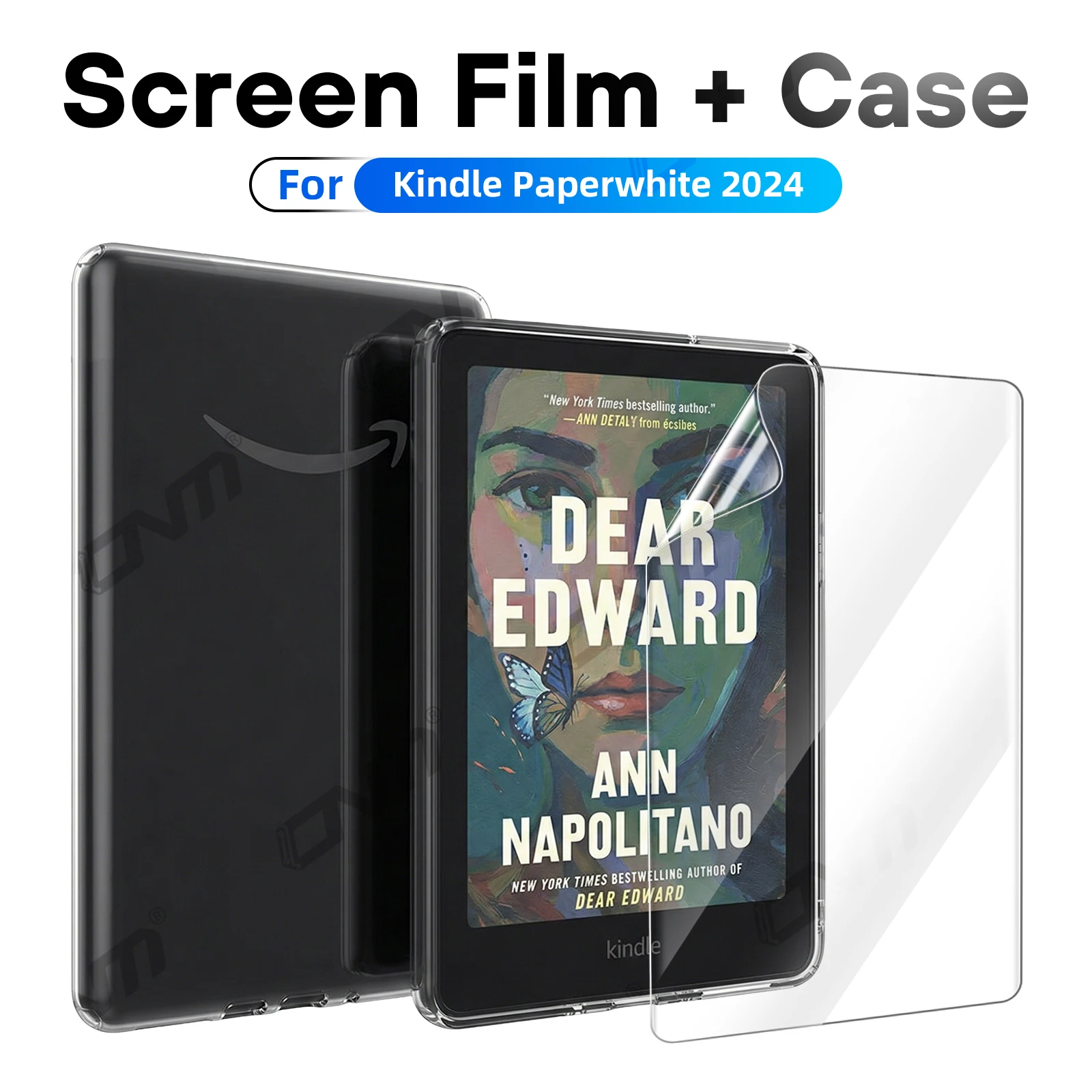 Película de Proteção 2 em 1 + Capa para Kindle Paperwhite (12ª Geração) 2024 E-reader, Protetor de Tela e Acessórios de Capa Macia