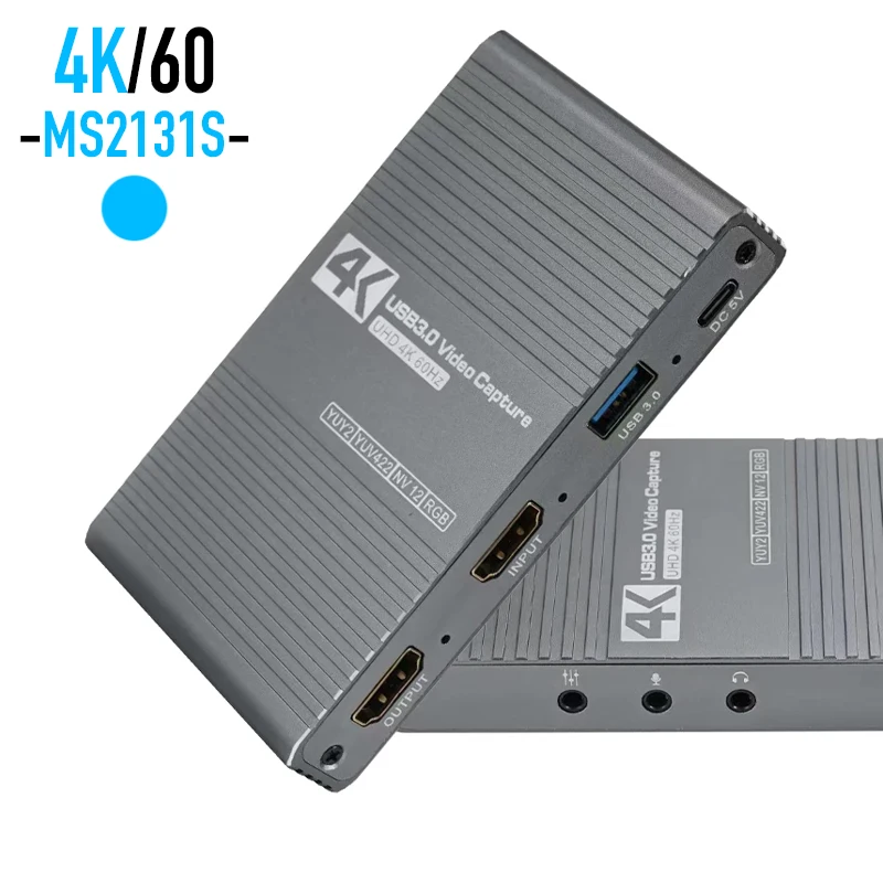 NOVO MS2131S Placa de Captura de Vídeo 4K/60Hz HDTV para USB 3.0 Profissional com Saída em Loop 4K@60 para Gravação e Transmissão ao Vivo de Jogos PS4 e OBS