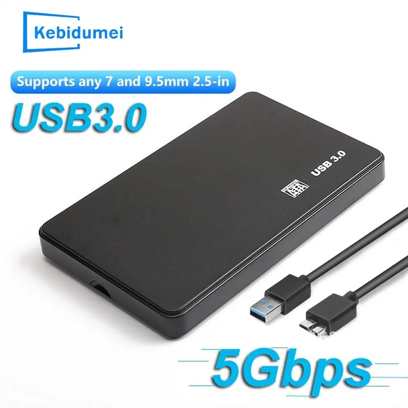 2.5 "USB 3.0 HDD Gabinete SATA HDD SSD Caixa de disco rígido externo 5 Gbps Caixa de disco rígido externo de alta velocidade para PC laptop PS5