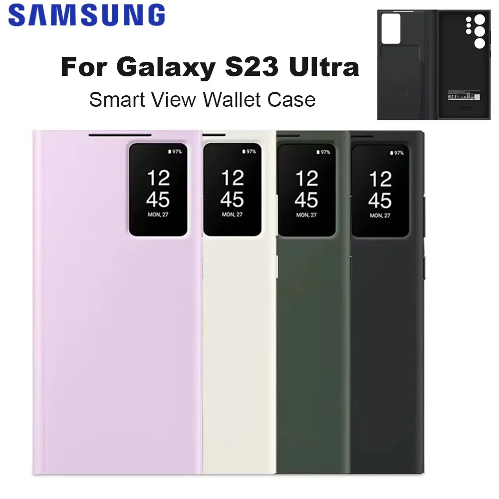 Original para samsung galaxy s23 ultra vista inteligente carteira flip caso para galaxy s23ultra vista inteligente capa de telefone SM-S918B Original para samsung galaxy s23 ultra vista inteligente carteira flip caso para galaxy s23ultra vista inteligente capa de telefone SM-S918B