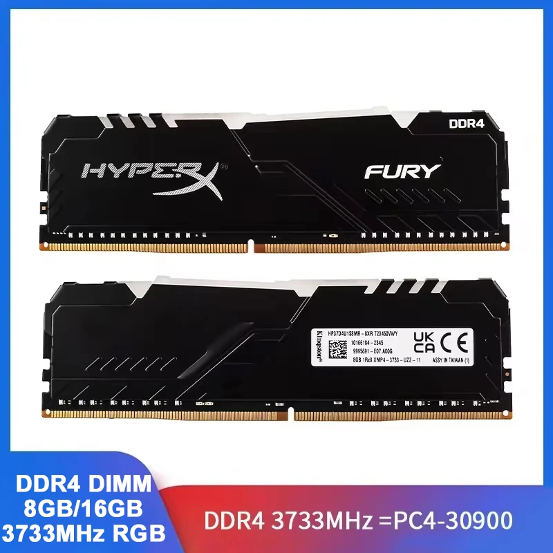 Memória RAM DDR4 Fury RGB 8GB 3733MHz para Desktop Gaming PC4-30900 288Pin DIMM